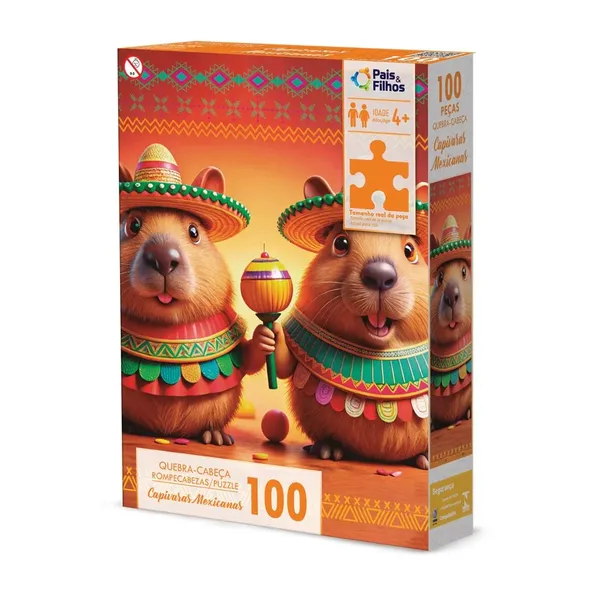 QUEBRA CABEÇA CAPIVARA PAIS&FILHOS C/100 PEÇAS