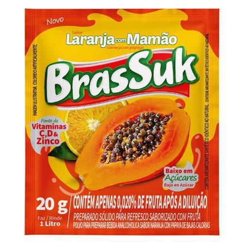 REFRESCO EM PÓ BRASSUK SABOR LARANJA COM MAMÃO 20G