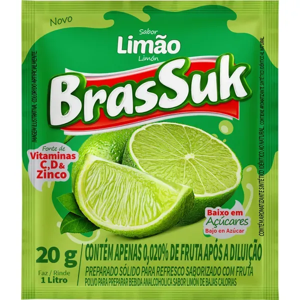 REFRESCO EM PÓ BRASSUK SABOR LIMÃO 20G