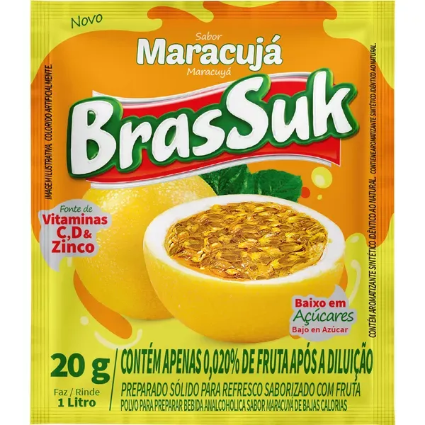 REFRESCO EM PÓ BRASSUK SABOR MARACUJÁ 20G