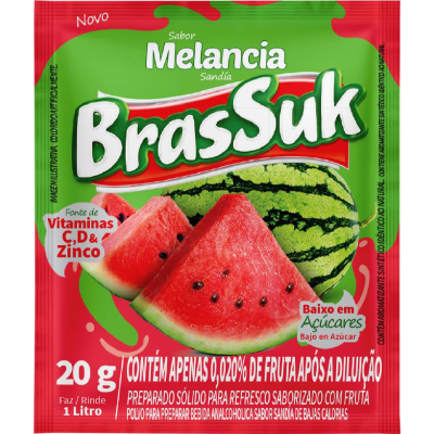 REFRESCO EM PÓ BRASSUK SABOR MELANCIA 20G