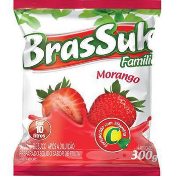 REFRESCO EM PÓ BRASSUK SABOR MORANGO 300G