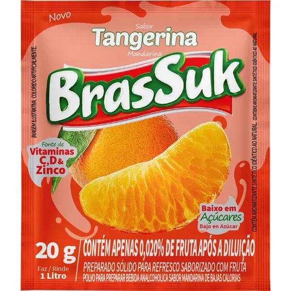 REFRESCO EM PÓ BRASSUK SABOR TANGERINA 20G