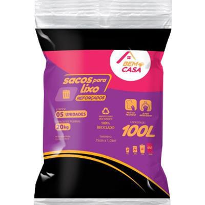 SACO LIXO BEM+CASA 100L C/5 PRETO