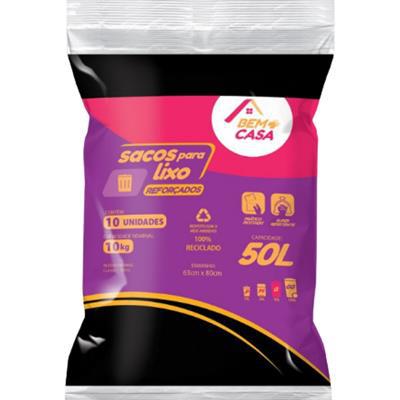 SACO LIXO BEM+CASA 50L C/10 PRETO
