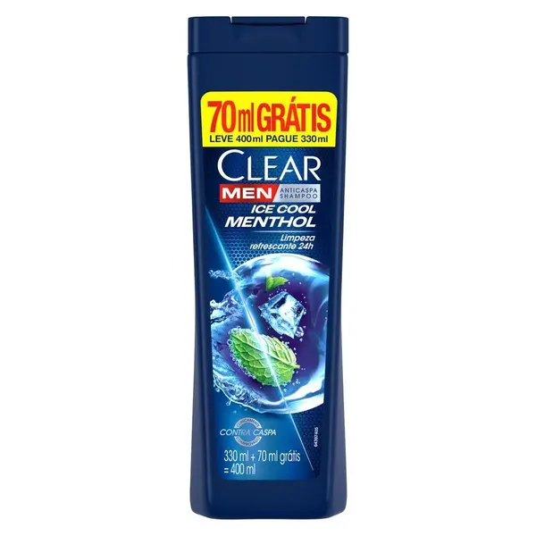 SHAMPOO CLEAR ICE COOL MENTHOL LEVE 400ML PAGUE 330ML