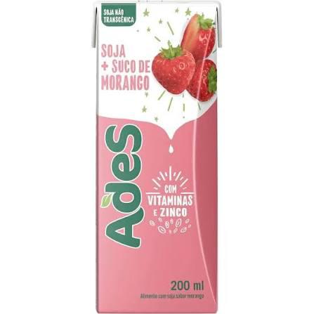 ALIMENTO COM SOJA ADES TP 200ML TRAD.MORANGO