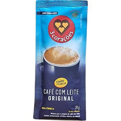 CAFE C/LEITE 3 CORACOES SACHET 20G