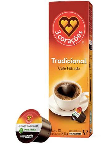 CAPSULA P/CAFE 3 CORACOES 75G FILT.CLASSICO C/10UN CAPS