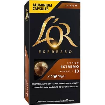 CAPSULAS P/CAFE LOR ESPRESSO 52G LUNGO ESTREMO C/10UN CAPS