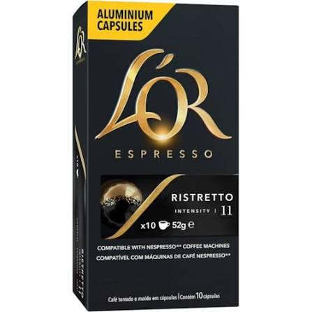 CAPSULAS P/CAFE LOR ESPRESSO 52G RISTRETTO INTENS.11 C/10UN CAPS.