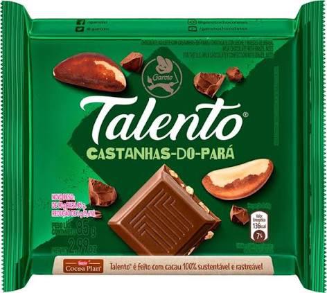 CHOC.GAROTO TALENTO BARRA 85G CHOC.CASTANHA PARA