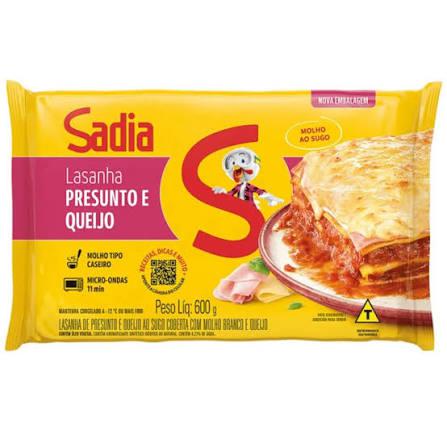 LASANHA SADIA TRAD.600G PRESUNTO/QUEIJO AO SUGO