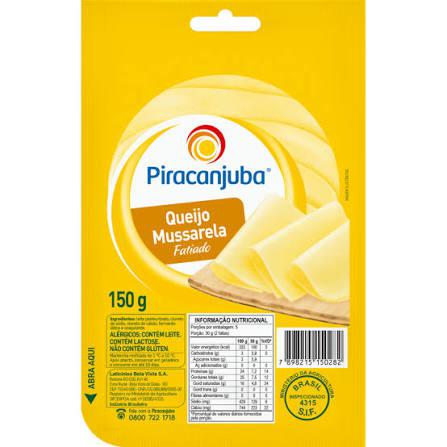 QUEIJO PIRACANJUBA 150G MUSSARELA FATIADA