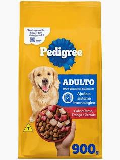RACAO P/CAES PEDIGREE 900G ADULTO CARNE/ FRANGO/ CEREAIS