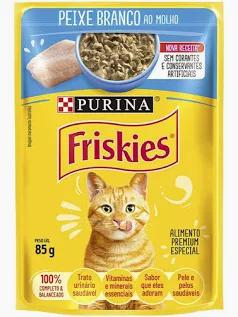 RACAO P/GATOS FRISKIES 85G PEIXE BRANCO AO MOLHO