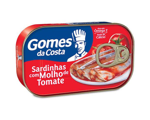 SARDINHA GOMES DA COSTA LT 125G COM MOLHO DE TOMATE