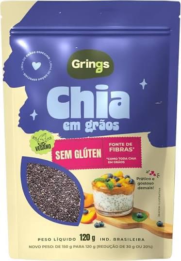 SEMENTE DE CHIA GRINGS 120G EM GRAO S/GLUTEN