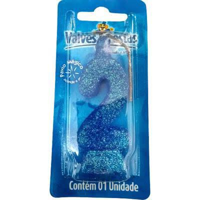 VELA VALVES FESTAS GLITER Nº2 AZUL