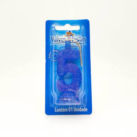VELA VALVES FESTAS GLITER Nº5 AZUL