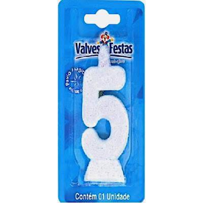 VELA VALVES FESTAS GLITER Nº5 BRANCA