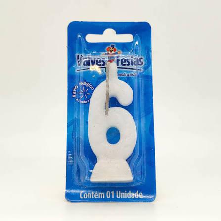 VELA VALVES FESTAS GLITER Nº6 BRANCA
