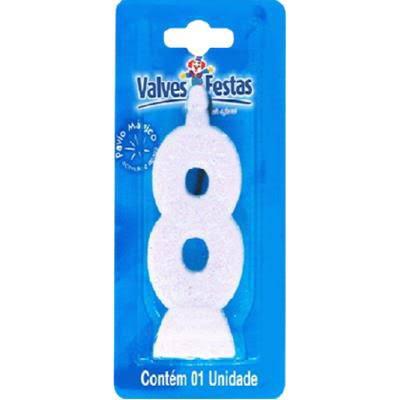VELA VALVES FESTAS GLITER Nº8 BRANCA