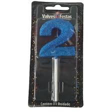 VELA VALVES FESTAS PALITO GLITTER Nº2 AZUL