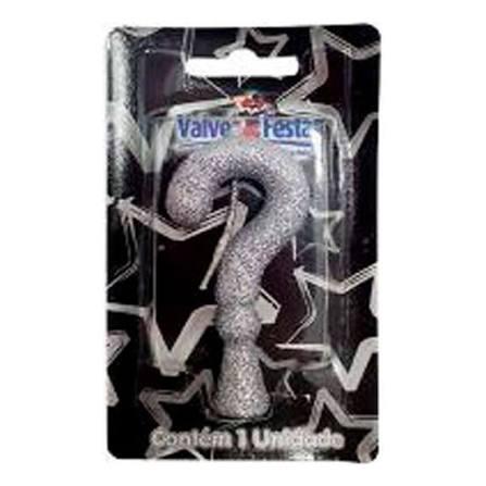 VELA VALVES FESTAS SUPER GLITTER INTERROGACAO PRATA