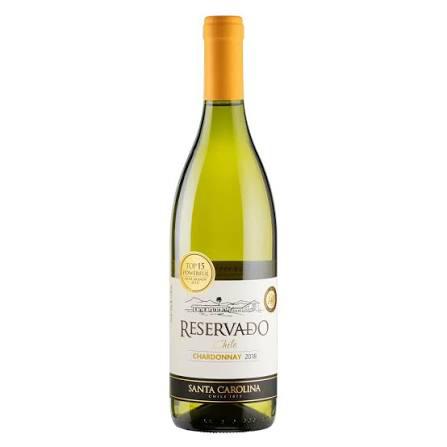 VINHO CHILENO BRANCO MEIO SECO RESERVADO SANTA CAROLINA CHARDONNAY VALLE CENTRAL GARRAFA 750ML