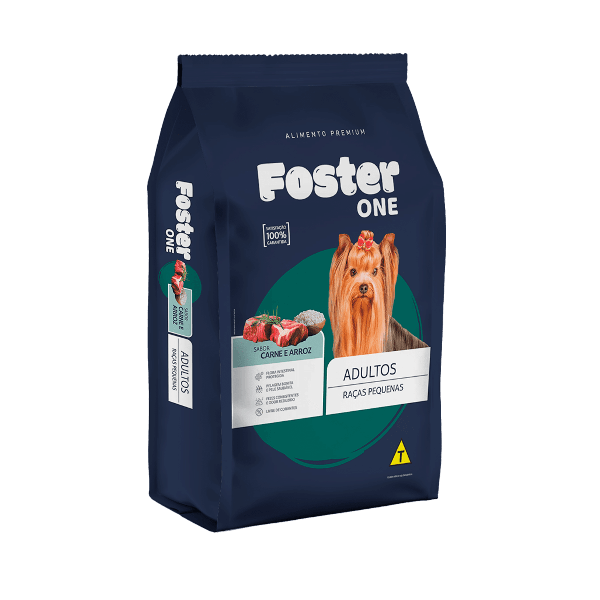Alimento Cães Foster One Adulto Raças Pequenas Carne/Arroz 1kg