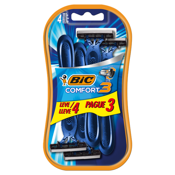Aparelho Bic Confort 3 Pele Normal  Embalagem Leve 4 Pague 3