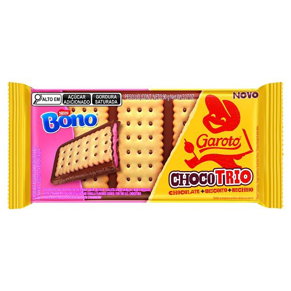 Barra de Chocolate Garoto Chocotrio Morango e Bono 90g