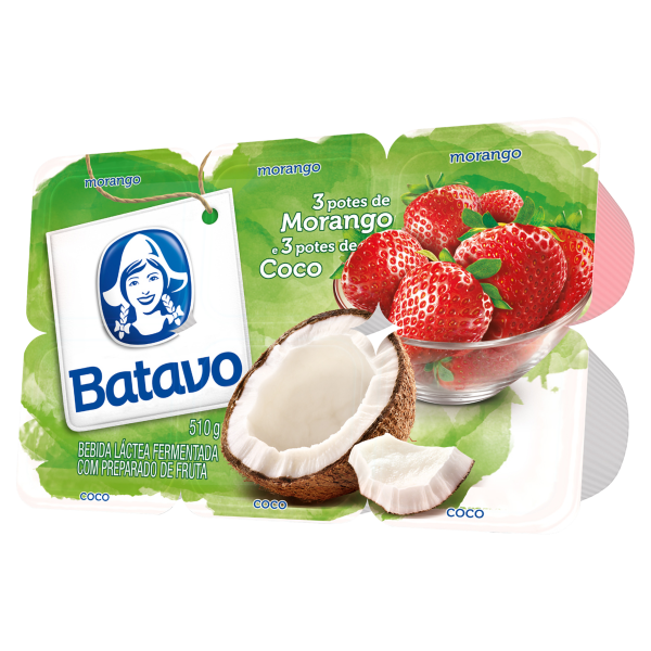 Bebida Láctea Batavo Polpa Morango e Coco 510g