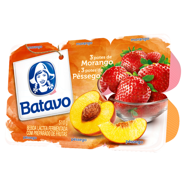 Bebida Láctea Batavo Polpa Morango e Pêssego 510g