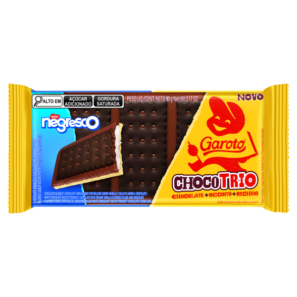 Biscoito Chocotrio Negresco Garoto 90g