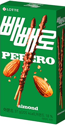 Biscoito Koreano c/ Cobertura de Chocolate Almond Peppero 32g (Importação Brasão)
