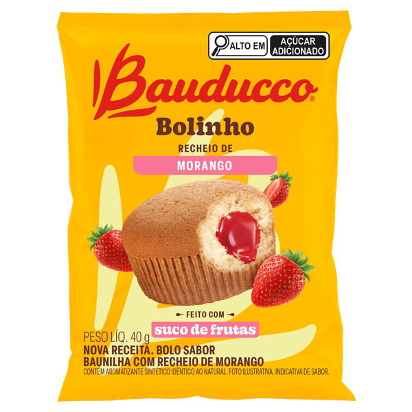 Bolinho Bauducco Baunilha C/ Rech Mororango 40g
