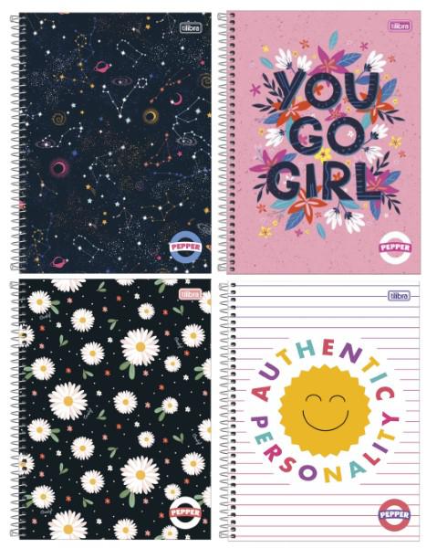 Caderno Tilibra Cd 1m 80fl Univ Pepper Fem