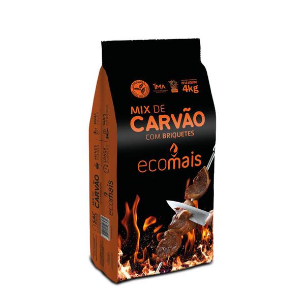 Carvão Ecomais Mix Com Briquete 4kg