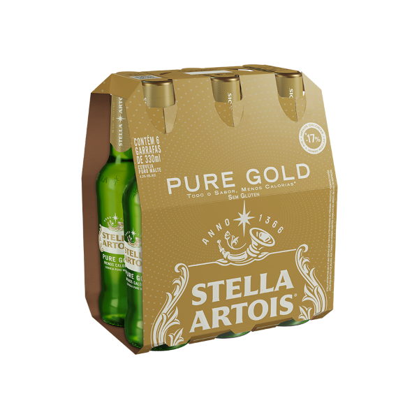 Cerveja Stella Artois Pure Gold Long Neck 330ml Pack c/6