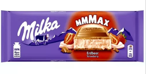 Chocolate Barra Creme De Morango Milka 300g