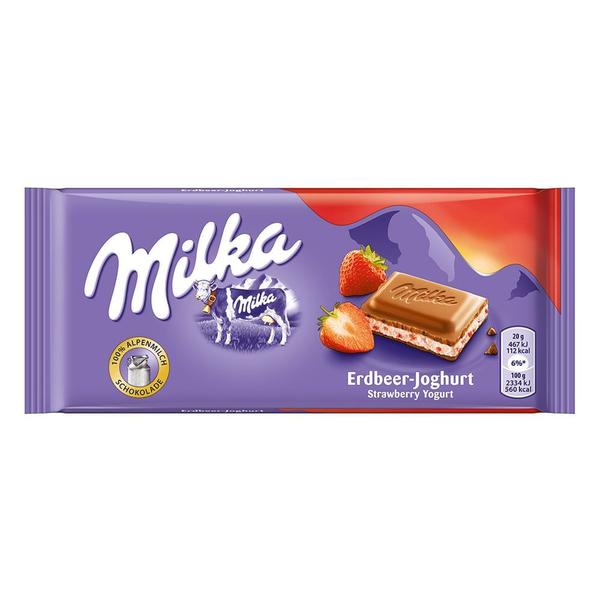 Chocolate Barra Milka Recheado Morango 100g