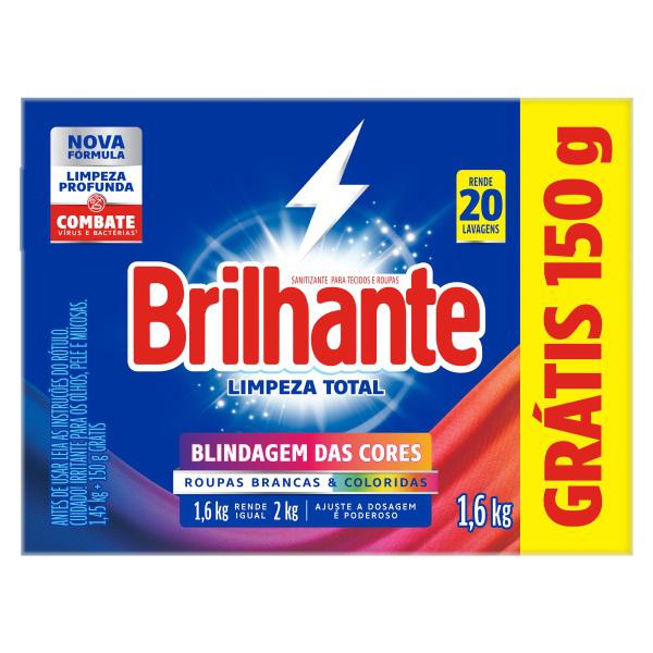 Detergente em Pó Brilhante Limpez Total Caixa Leve 1,6Kg Pague 1,45Kg