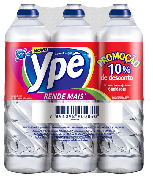 Detergente Líquido Ype Clear 500ml Pack C/6