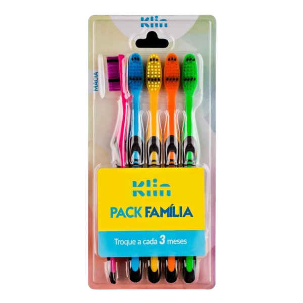 Escova Dental Klin Kit Família com 5 Escovas - ref 8726