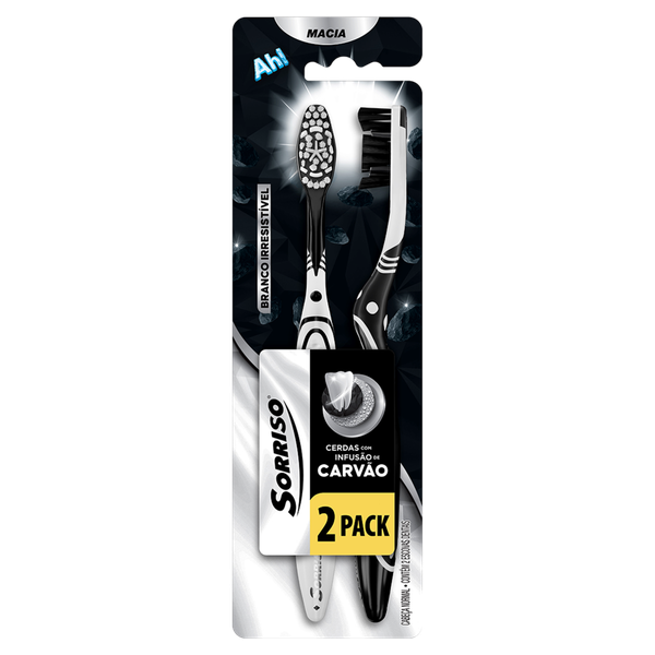 Escova Dental Carvão Charcoal Sorriso C/2
