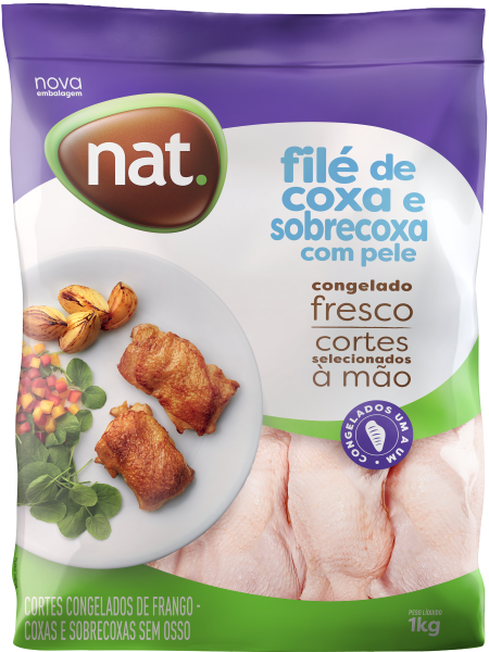 Filé de Coxa e Sobrecoxa Nat Sem Osso C/Pele 1kg