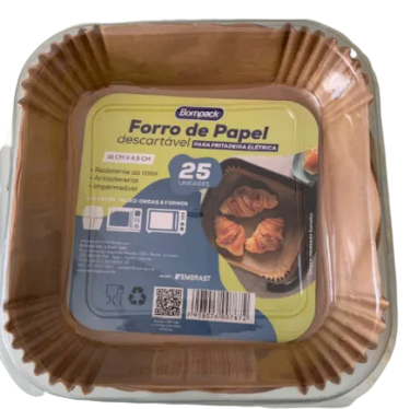 Forro De Papel P/ Air Fryer Quadrada Bompack C/25 Und