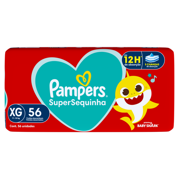 Fralda Pampers Baby Shark Tam Xg Com 56 Tiras